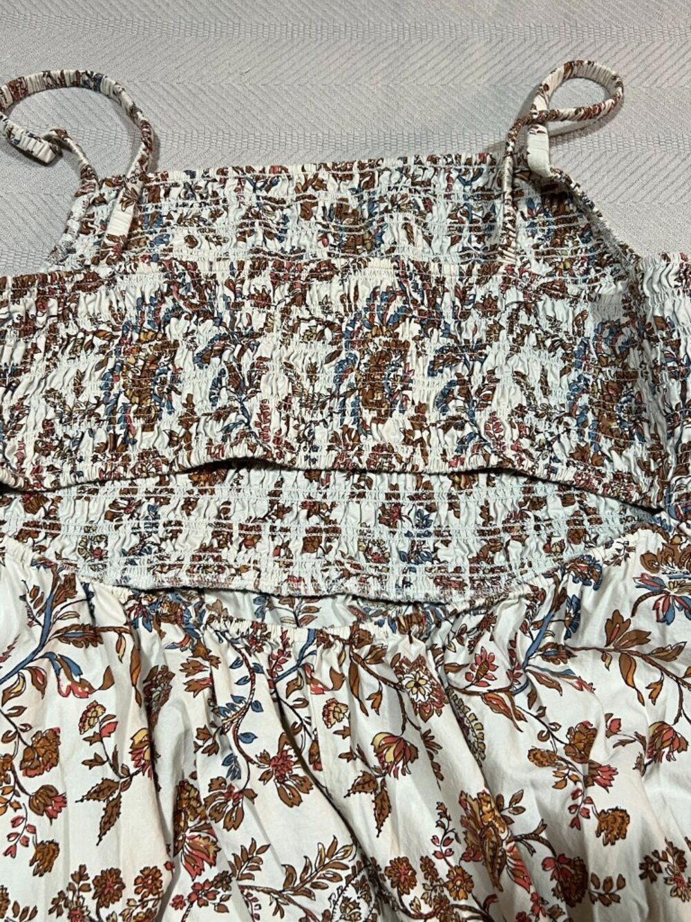 Old Navy Fall Colors Cream Floral Smocked Halter Tiered Maxi Dress Womens 2XL - Picture 4 of 6